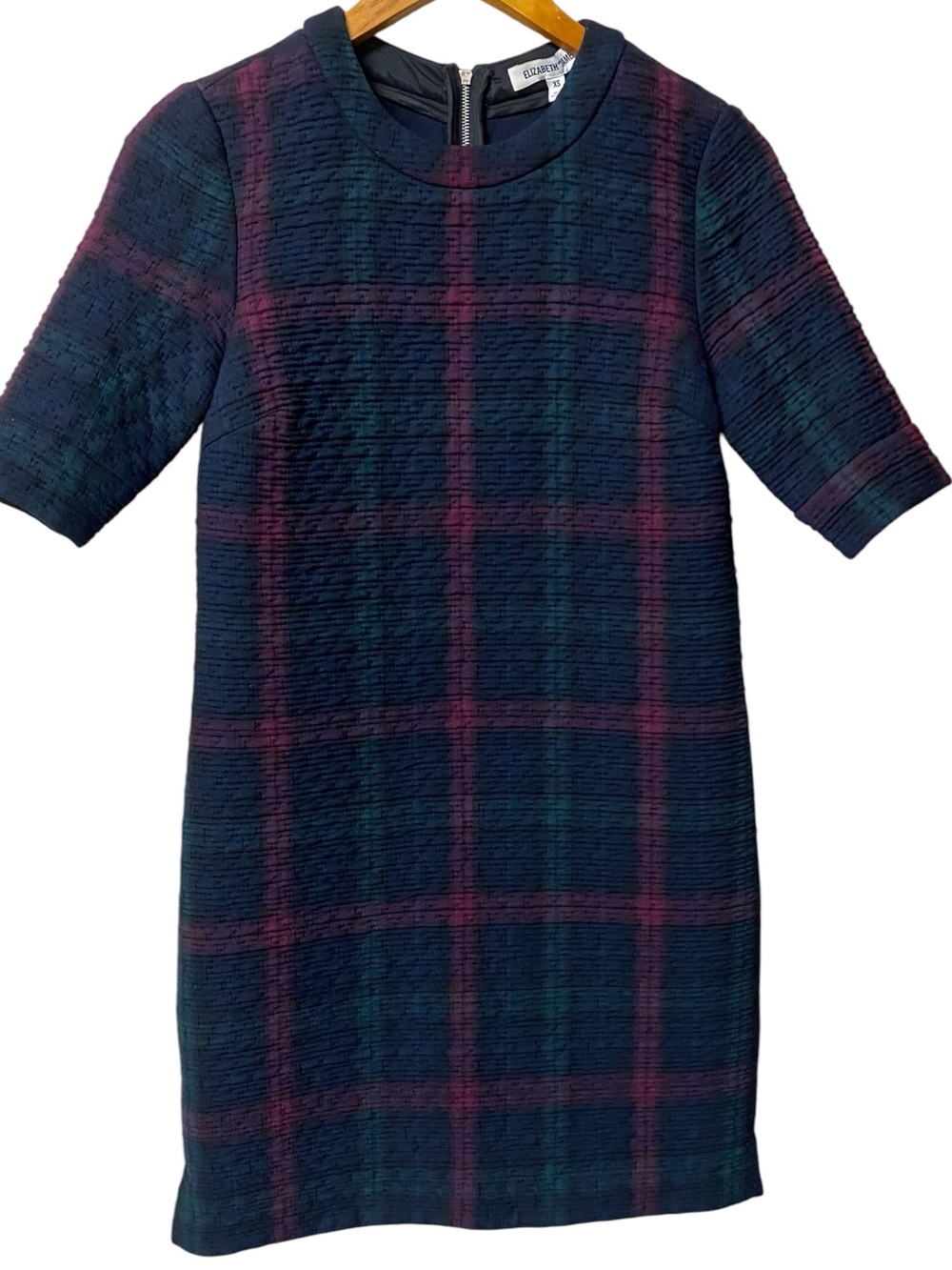 Elizabeth and James Navy and Burgundy Plaid Mini/Midi Dress